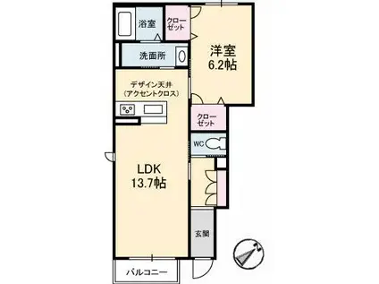 ドリーミオ(1LDK/1階)の間取り写真