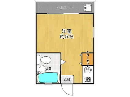 マリブハイツ(ワンルーム/2階)の間取り写真