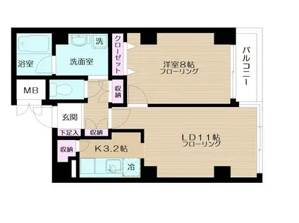 ハイム佐竹(1LDK/9階)の間取り写真