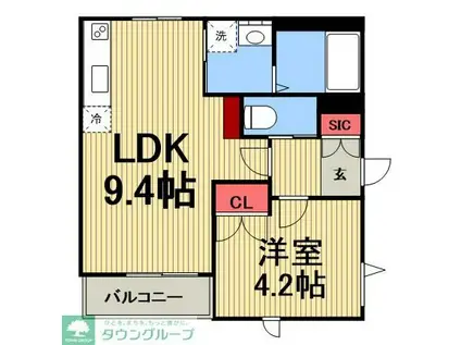 プリムヴェール(1DK/3階)の間取り写真