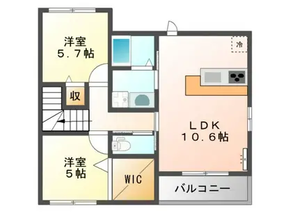 ウイングコート(2LDK/2階)の間取り写真