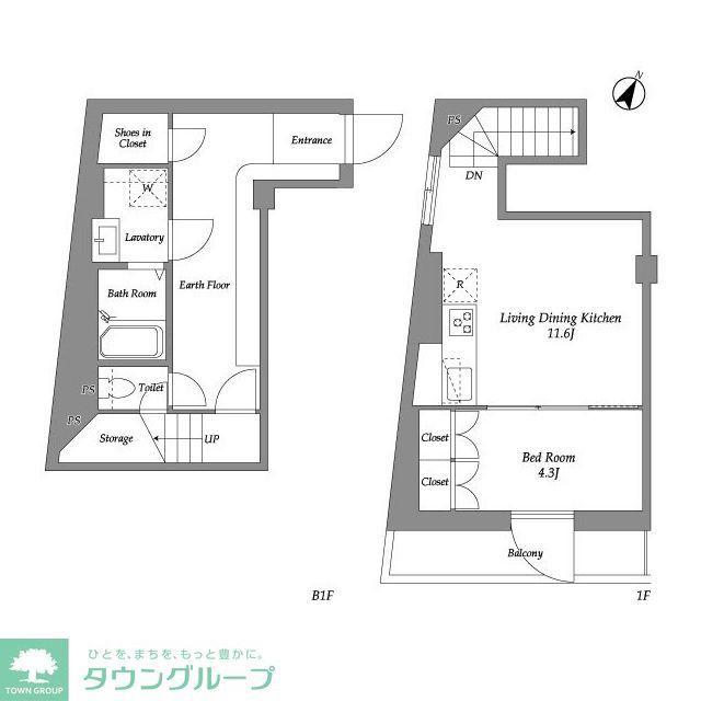 ザ・レジデンス用賀(1LDK/B1階)の間取り写真
