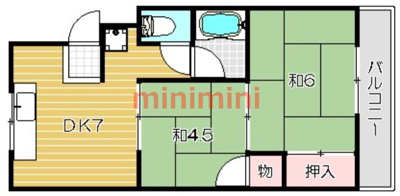 春日ハイツ(2DK/3階)の間取り写真