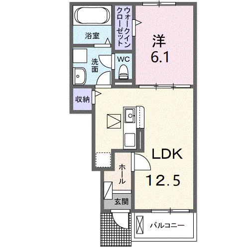 シーズンテラス勝原(1LDK/1階)の間取り写真