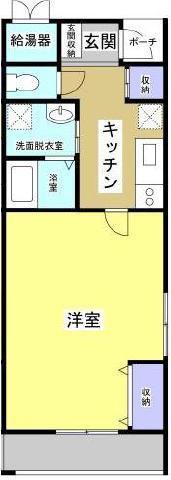 まきの木館うたり(1K/1階)の間取り写真