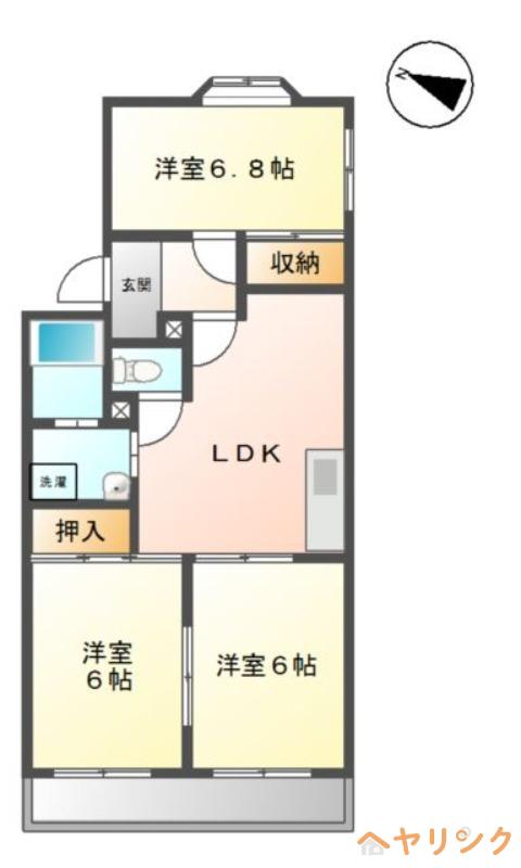 ハイツ株山(3DK/1階)の間取り写真