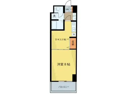 ベルシティ榴ヶ岡(1DK/7階)の間取り写真