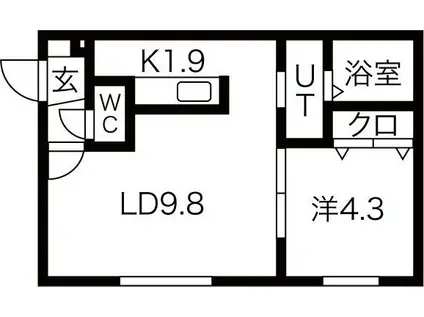 TRENTADUE(1LDK/1階)の間取り写真