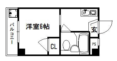 ヴィラ円町(1K/2階)の間取り写真