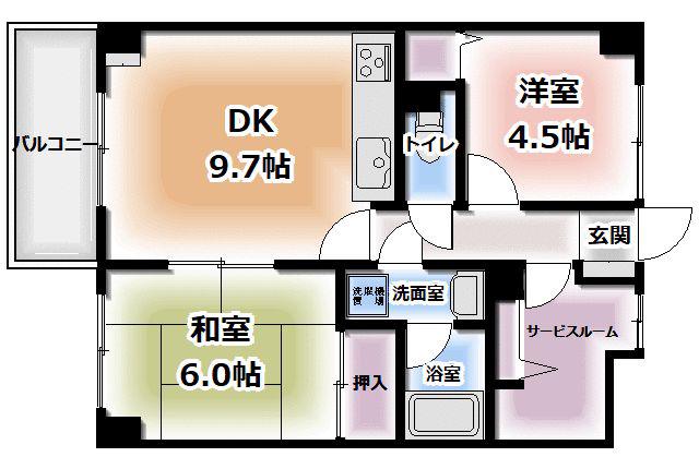 ライオンズマンション東青梅(2SDK/4階)の間取り写真