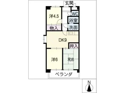 AMOUR MIWA(3DK/2階)の間取り写真