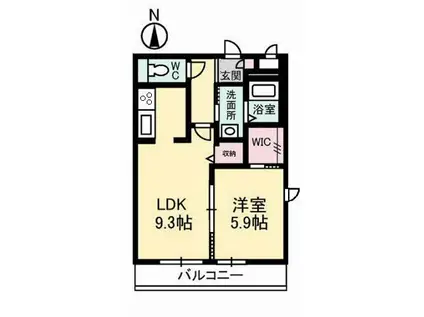 ウィスティリアA棟(1LDK/3階)の間取り写真