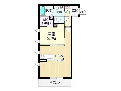 ルミエール(1LDK/2階)の間取り写真