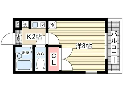 ピュア河原(1K/1階)の間取り写真