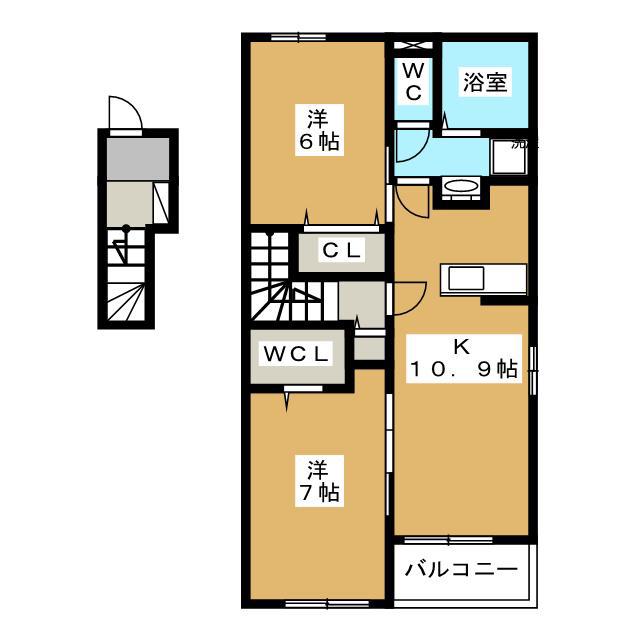 カーサ デ アンジェラ(2LDK/2階)の間取り写真