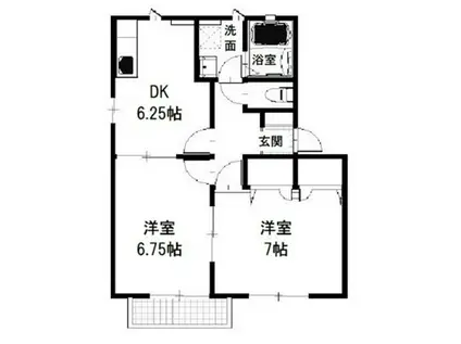 サンキャロットA(2DK/2階)の間取り写真