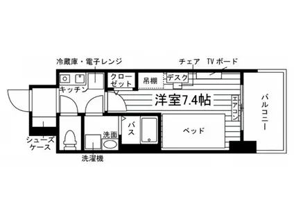 学生会館 ソレイユ塩釜口2(1K/15階)の間取り写真