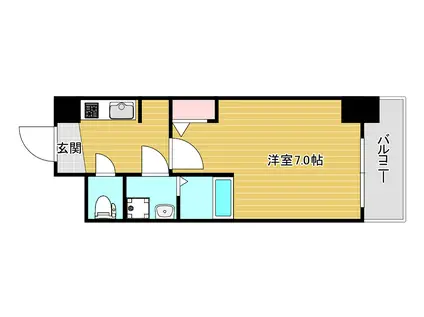 S-RESIDENCE難波大国町TRES(1K/2階)の間取り写真