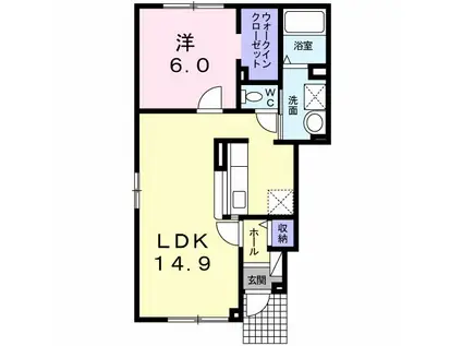 グランドスラム・105(1LDK/1階)の間取り写真