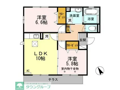 FLATTENJINIIIIIIII(2LDK/1階)の間取り写真