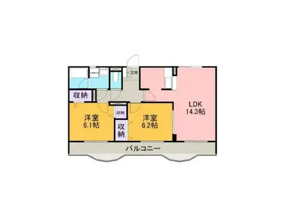 リューボヌールIII(2LDK/1階)の間取り写真