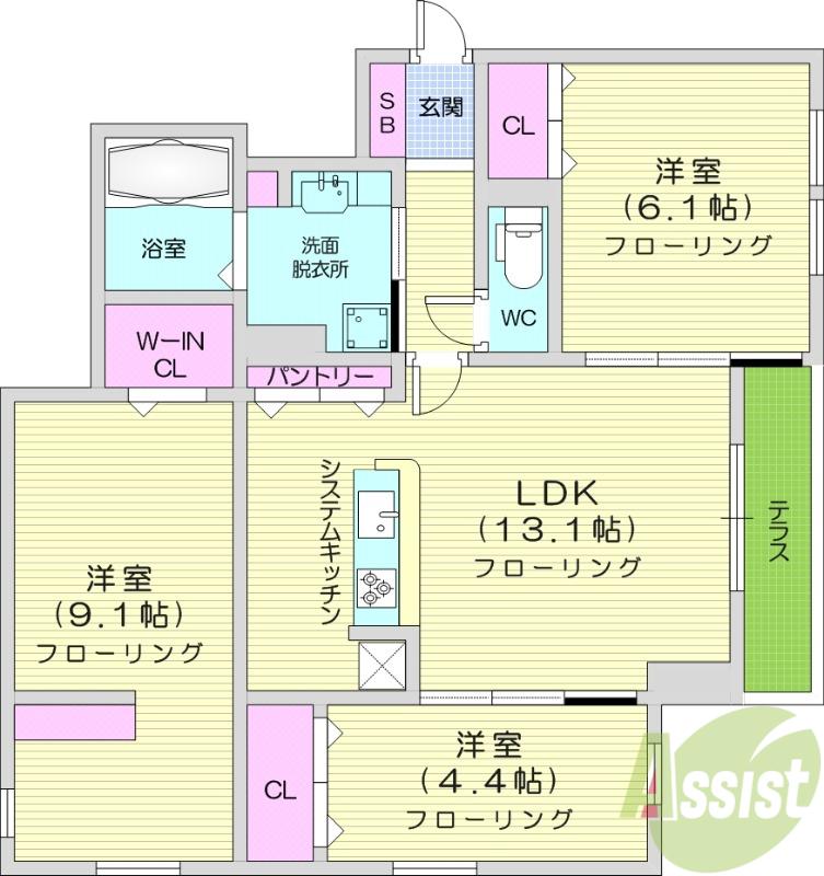 DーROOM泉崎Ⅱ(3LDK/1階)の間取り写真