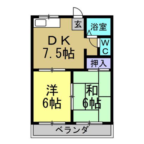 タウニーたねも(2DK/1階)の間取り写真
