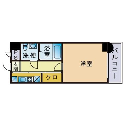 エステートモア六本松Ⅱ(1K/2階)の間取り写真