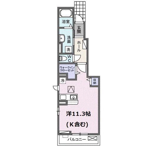 フェルマータOH(ワンルーム/1階)の間取り写真