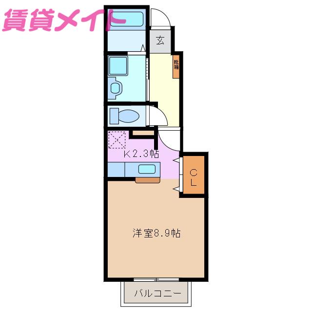 ルーカスII(ワンルーム/1階)の間取り写真