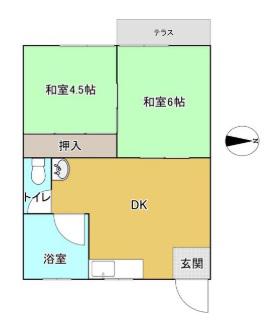 土山協栄ハイツ(2DK/1階)の間取り写真