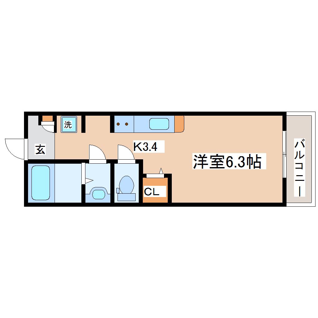 M.CREST(1K/1階)の間取り写真