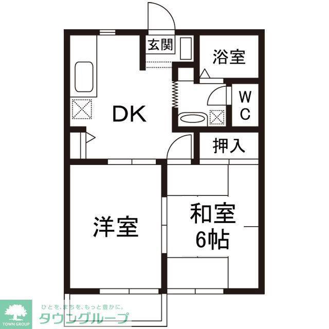 フィールドシティー B棟(2DK/2階)の間取り写真