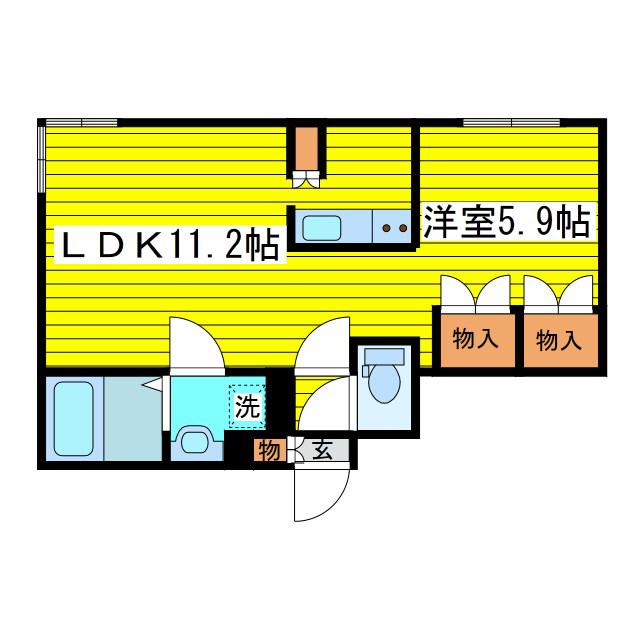 プレジール札幌(1LDK/1階)の間取り写真