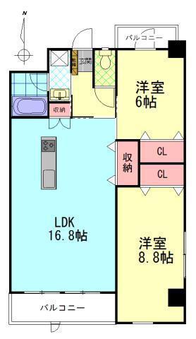 セントリア大分駅前(2LDK/5階)の間取り写真