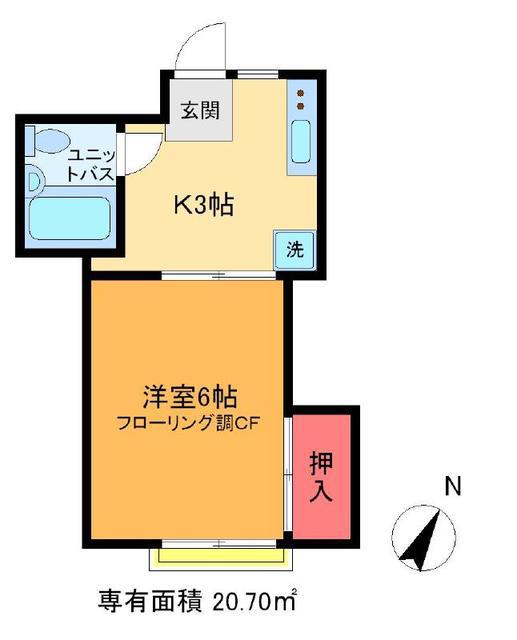 ハイツリステル(1K/2階)の間取り写真