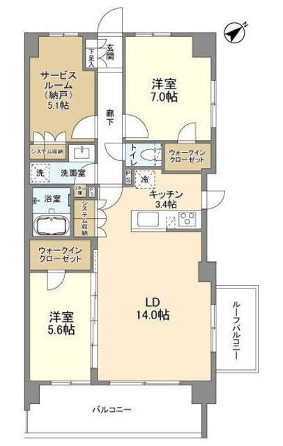 ARK CITY船堀(2SLDK/6階)の間取り写真