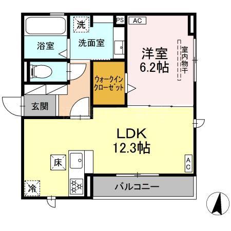 D-HILLS上浅田II(1LDK/1階)の間取り写真