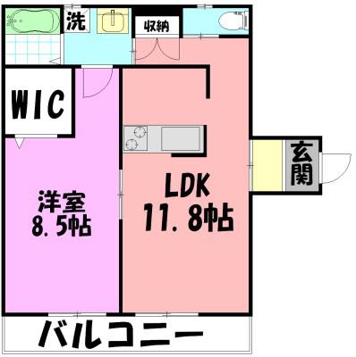 パフィオ湘南(1LDK/1階)の間取り写真