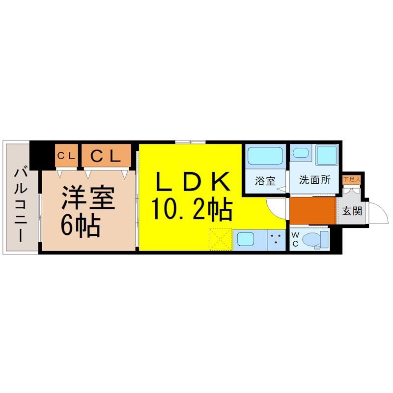 D&DESIGNレジデンス鶴舞(1LDK/7階)の間取り写真