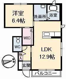 スカイメゾン12番館(1LDK/1階)の間取り写真