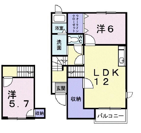 リュミエールC(2LDK/2階)の間取り写真