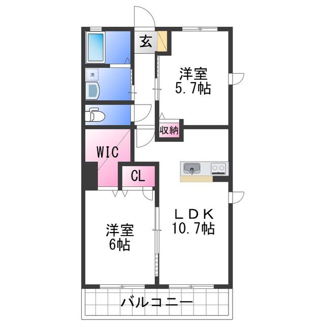 ブランミュール(2LDK/2階)の間取り写真