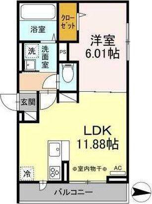 PARK VINA II(1LDK/2階)の間取り写真