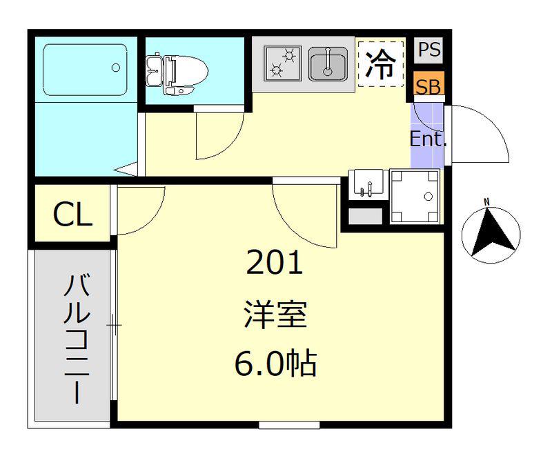クラッセ東武練馬(1K/2階)の間取り写真