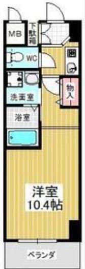 サウス名駅(1K/4階)の間取り写真