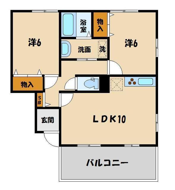 アイツー I/II(2LDK/2階)の間取り写真