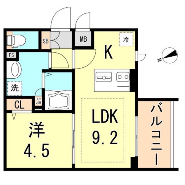 プレサンス THE神戸(1LDK/14階)の間取り写真