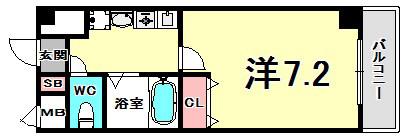 エスポワール三宮PARTII(1K/9階)の間取り写真
