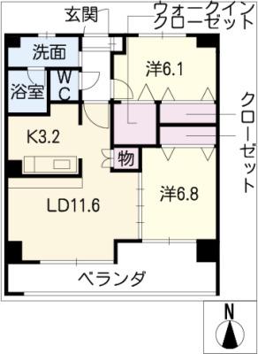 ホワイトホフマン(2LDK/6階)の間取り写真